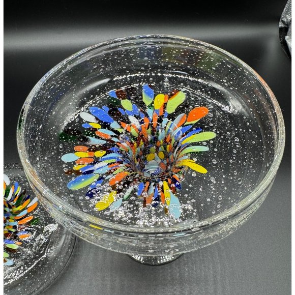 Set of 2 Baja Confetti Stemmed Margarita Glass  Hand Made Gorgeous 7" - Picture 9 of 12